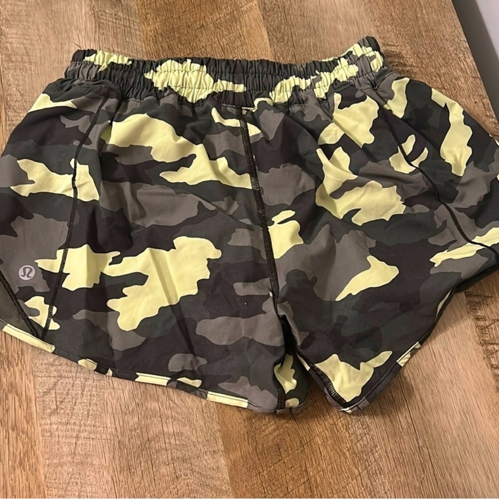 Camo Lululemon shorts, size 4, great condition only worn a couple of times!